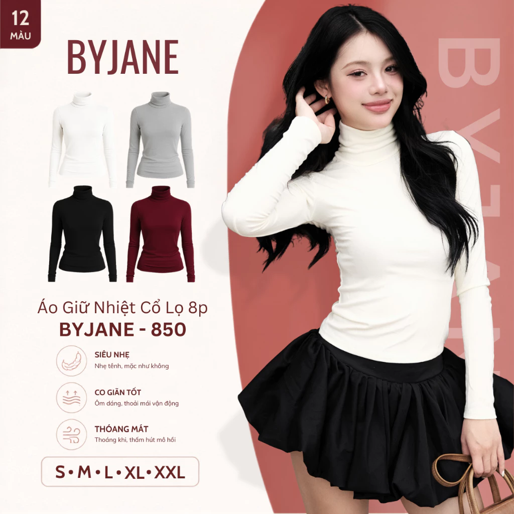 [MÀU MỚI] Áo Thun Nữ Dài Tay Cổ Lọ 8p Co Dãn 4 Chiều Giữ Nhiệt Tốt Chất Thun Mịn BYJANE - 850