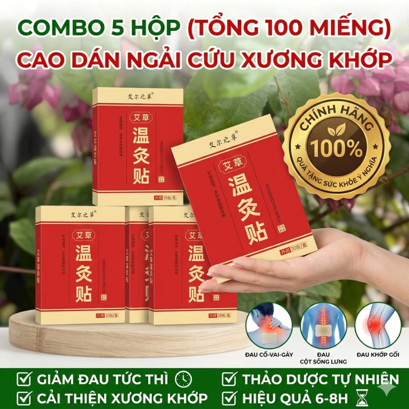 Combo 5 hộp -Hộp 20 Miếng Dán Giảm Đau Xương Khớp Vai Gáy (100 miếng)