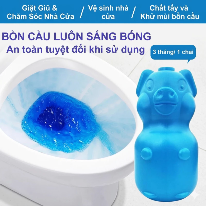 ( Combo 3 lợn thả ) Lọ Thả Bồn Cầu Tẩy Sạch - Diệt Khuẩn - Khử Mùi Toilet Hình Con Heo Thả Bồn Cầu
