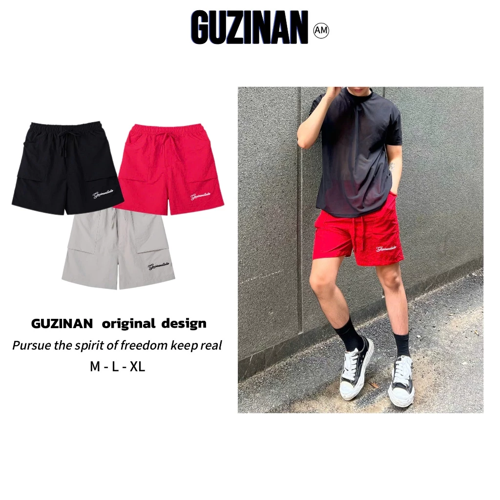 [NEW ARRIVAL] Quần Short Gió Nhăn By Guzinan Thêu Sắc Nét Form Ống Rộng Unisex- QS09
