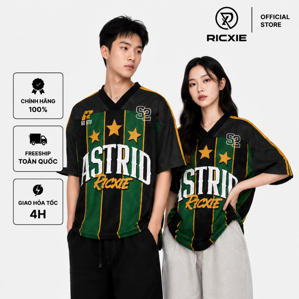 Áo Lưới Jersey RICXIE Unisex Số 52 Boxy Oversize Streetwear