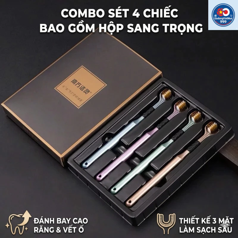 Sét 4 Bàn Chải Đánh Răng 3 Chiều Làm Sạch Khoang Miệng - Đánh Bay Cao Răng Và Vết Ố Vàng
