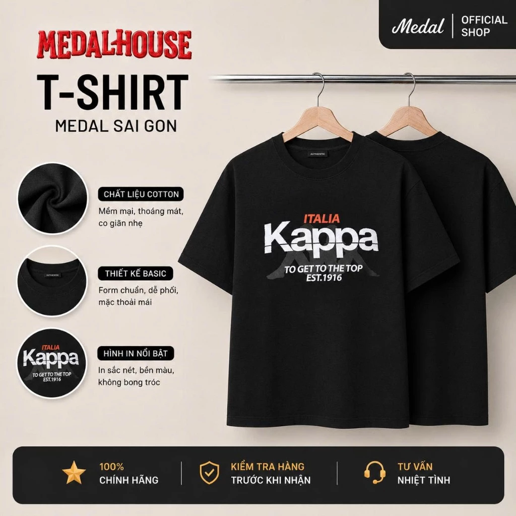 [Xả kho] Tổng Hợp Áo Phông Kappa Chất Cotton Mát, Form Chuẩn Unisex Nam Nữ