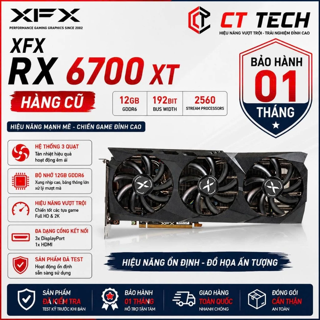 Card màn hình XFX RTX 6700 XT 12GB SWFT 3 FAN QSD
