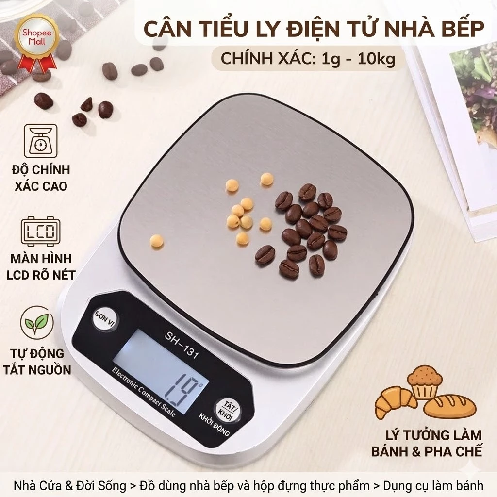 Cân tiểu ly điện tử nhà bếp mini định lượng 1g-10kg