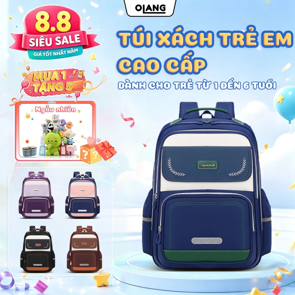 Balo Tiểu Học OLANG 2505 Cho Bé Trai Bé Gái Lớp 1-6, Chống Gù, Siêu Nhẹ, Cặp Học Sinh Cao Cấp đang được đối chiếu cho người mua tại Việt Nam