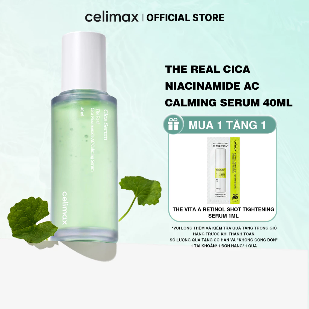 Serum Hỗ Trợ Phục Hồi, Dưỡng Sáng Celimax Rau Má The Real Cica Niacinamide 40ml [1]