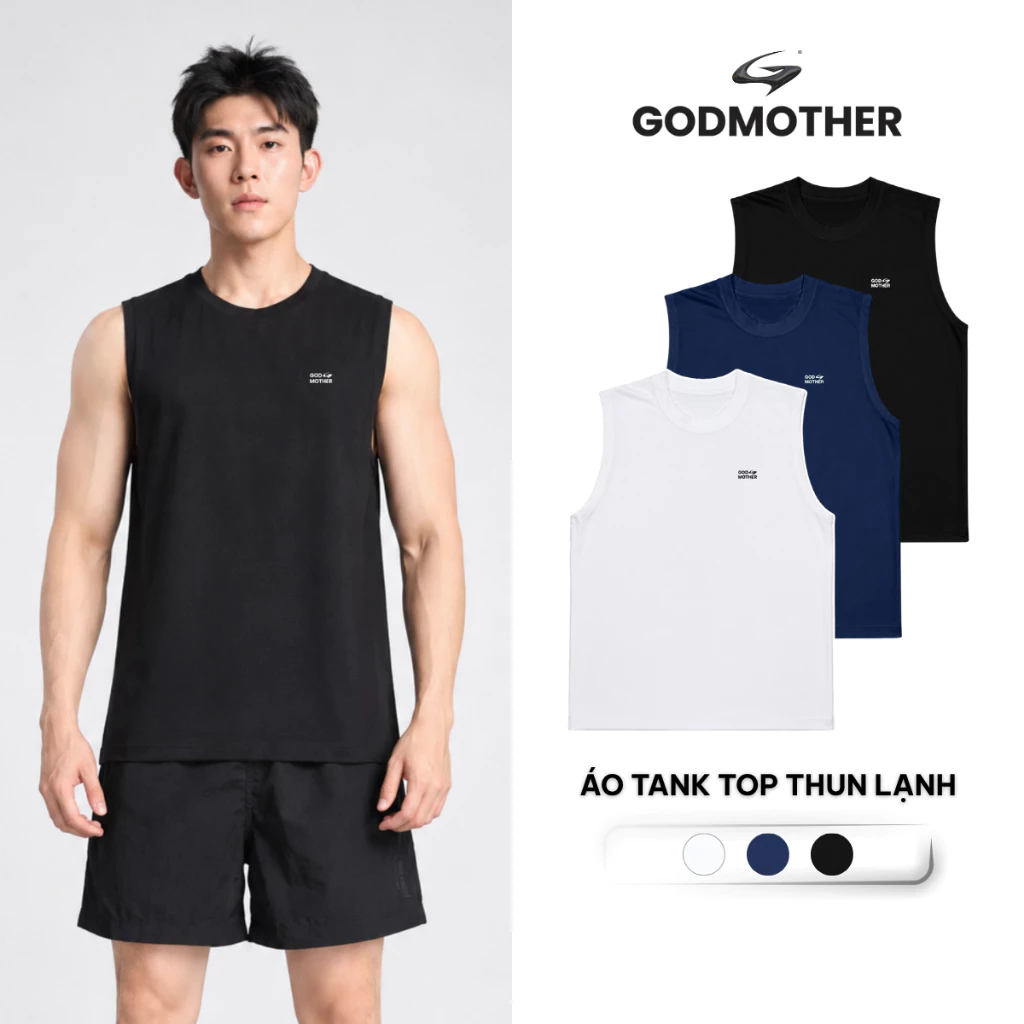 Áo Ba Lỗ Nam GODMOTHER Áo Tank Top Sát Nách Thể Thao Vải Thun Lạnh Co Giãn Thoáng Mát Thấm Hút Tốt