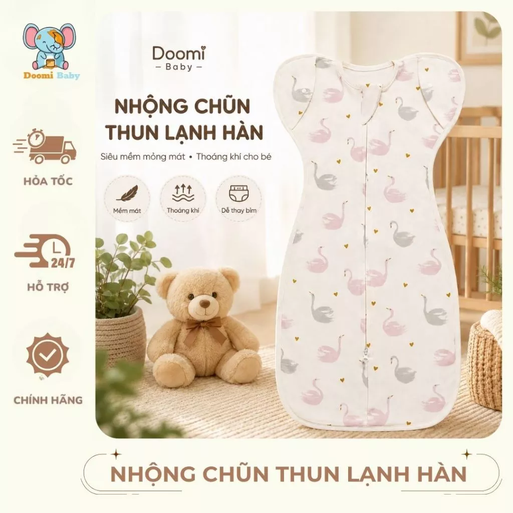 Nhộng Chũn Thoáng Khí Thun Lạnh Hàn Siêu Mềm Mỏng Mát Cho Bé Doomi Baby - HT632 - HT856