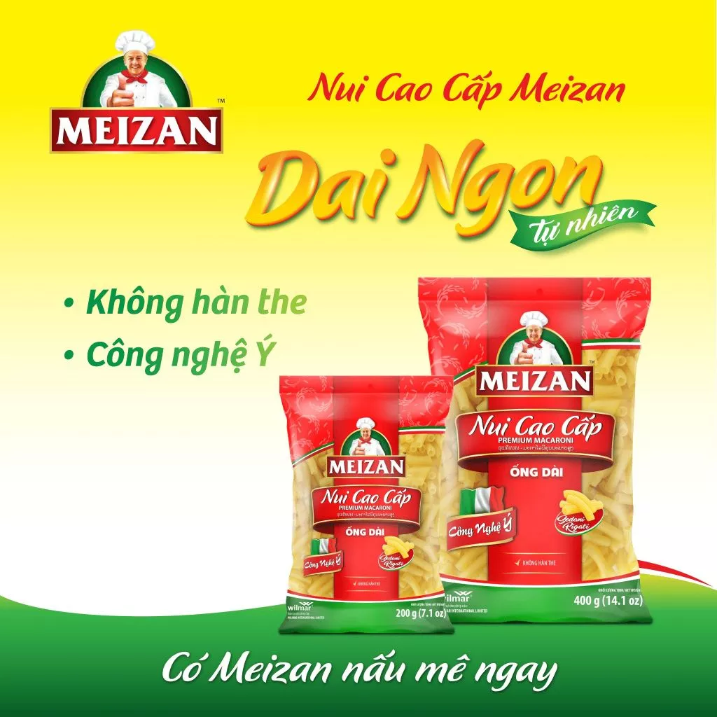Nui cao cấp Meizan (Ống dài) gói 200g