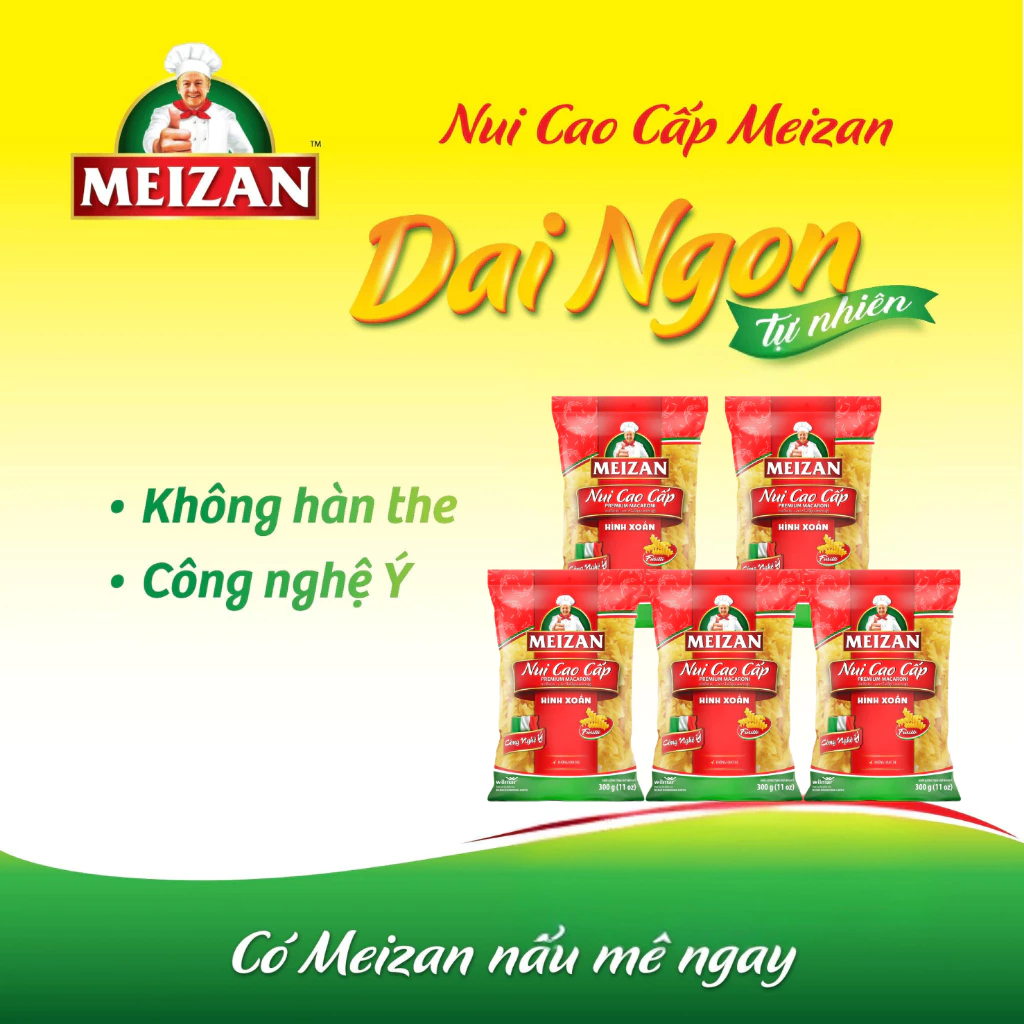[TIẾT KIỆM] Combo 5/10 Nui Cao Cấp Meizan (Hình Xoắn) Dai Ngon Gói 300g