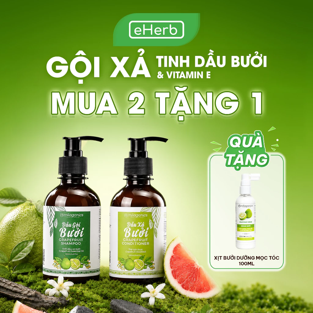 [MUA 2 TẶNG 1] Combo Dầu Gội & Dầu Xả Bưởi MILAGANICS Giúp Giảm Gãy Rụng Tóc Dưỡng Tóc Suôn Mượt