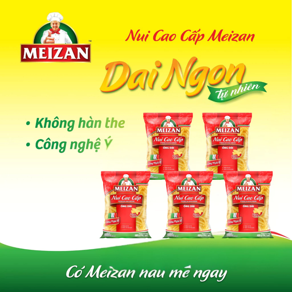[TIẾT KIỆM] Combo 5/10 Nui Cao Cấp Meizan Dai Ngon (Ống Dài) gói 400g