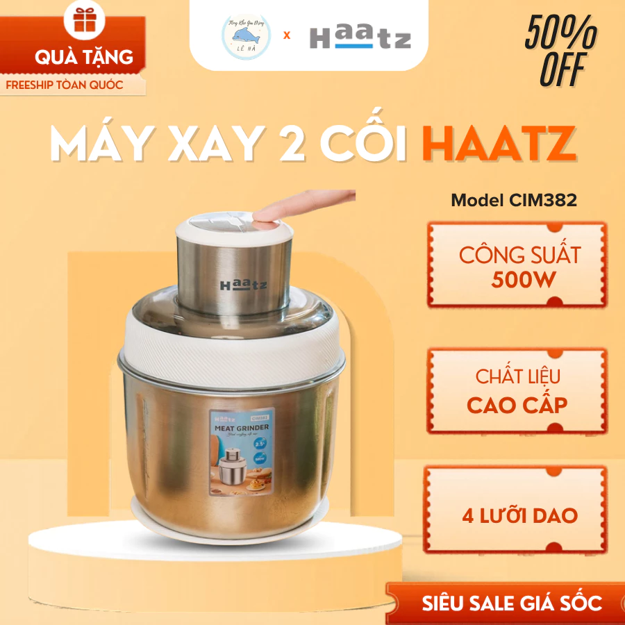 Máy Xay Haatz Động Cơ Mạnh Mẽ, Xay Nhanh Đồng Đều, Vận Hành Êm Ái, Phù Hợp Cho Mọi Gian Bếp - Tổng Kho Gia Dụng Lê Hà