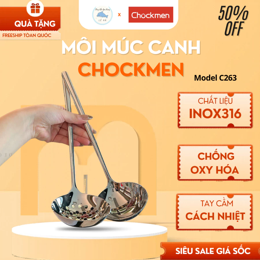 Set Muôi Chockmen Chất Liệu Inox Cao Cấp, Cầm Nắm Thoải Mái, Phù Hợp Mọi Không Gian Bếp - Tổng Kho Gia Dụng Lê Hà