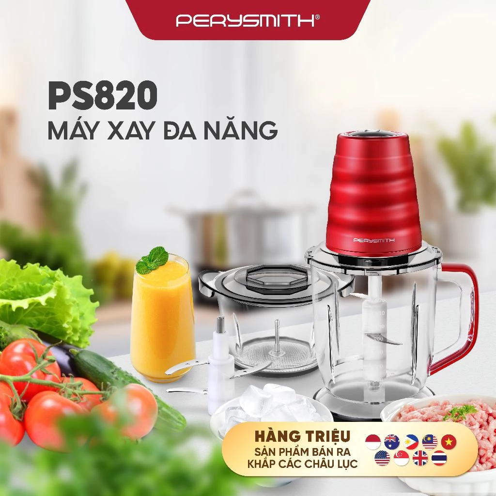 [V] Máy Xay Thịt Đa Năng PerySmith PS820 Xay Thịt Cá Làm Sinh Tố Nước Ép Phù Hợp Mọi Loại Thực Phẩm