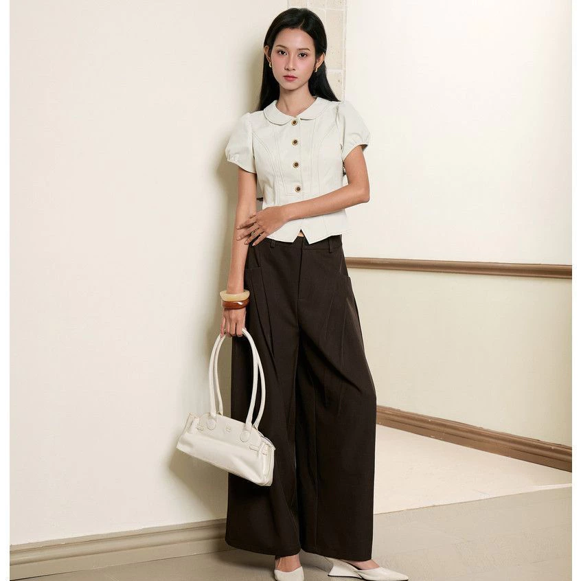 Quần tây ống rộng nữ THE C.I.U, quần vải suông dài lưng cao xếp ly sâu - Destiny Pants