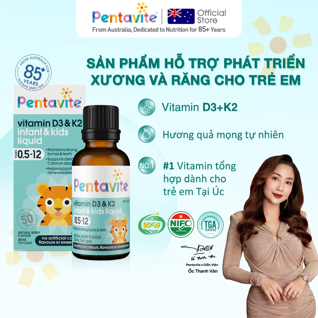 Dung dịch uống bổ sung Vitamin D3&K2 Pentavite hỗ trợ phát triển xương，Úc nhập khẩu kháng tăng cường vitamin