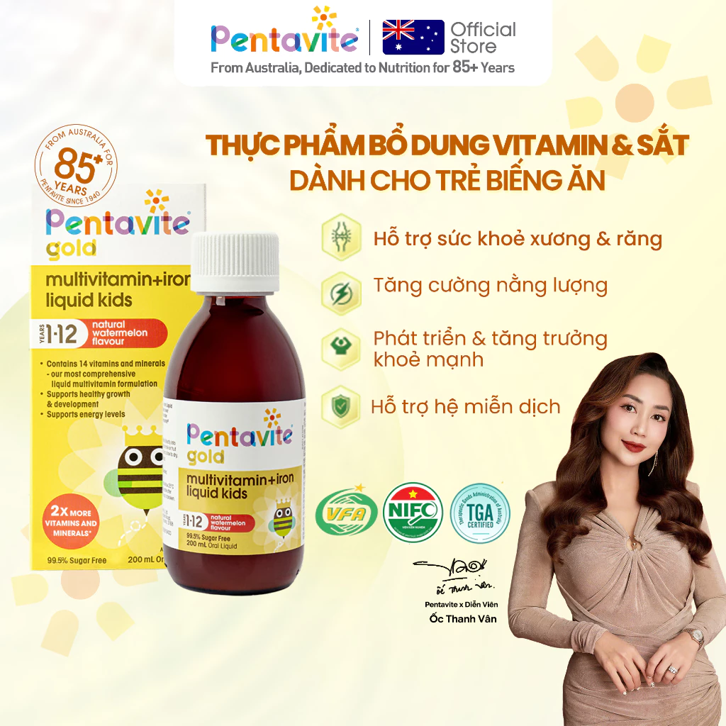Dung dịch uống bổ sung vitamin tổng hợp và sắt Pentavite hỗ trợ tăng trưởng dành cho trẻ từ 1 tuổi