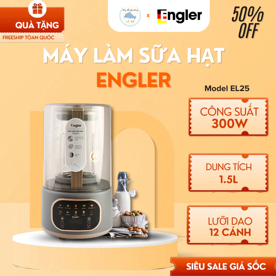 Máy Làm Sữa Hạt Chống Ồn Engler EL25, Dung Tích 1.5L Chức Năng tiếng Việt -Tổng Kho Lê Hà