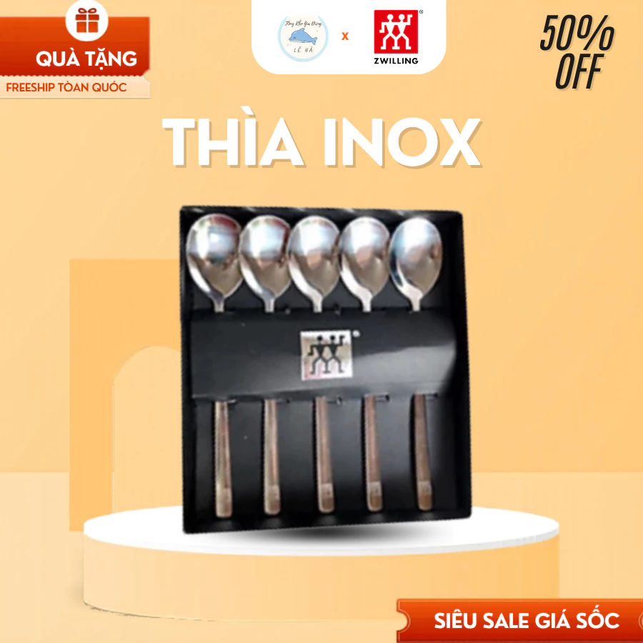 Set 5 Thìa Inox 304 Chất Liệu Chống Gỉ Cao Cấp, Bề Mặt Sáng Bóng Dày Dặn An Toàn - Tổng Kho Gia Dụng Lê Hà