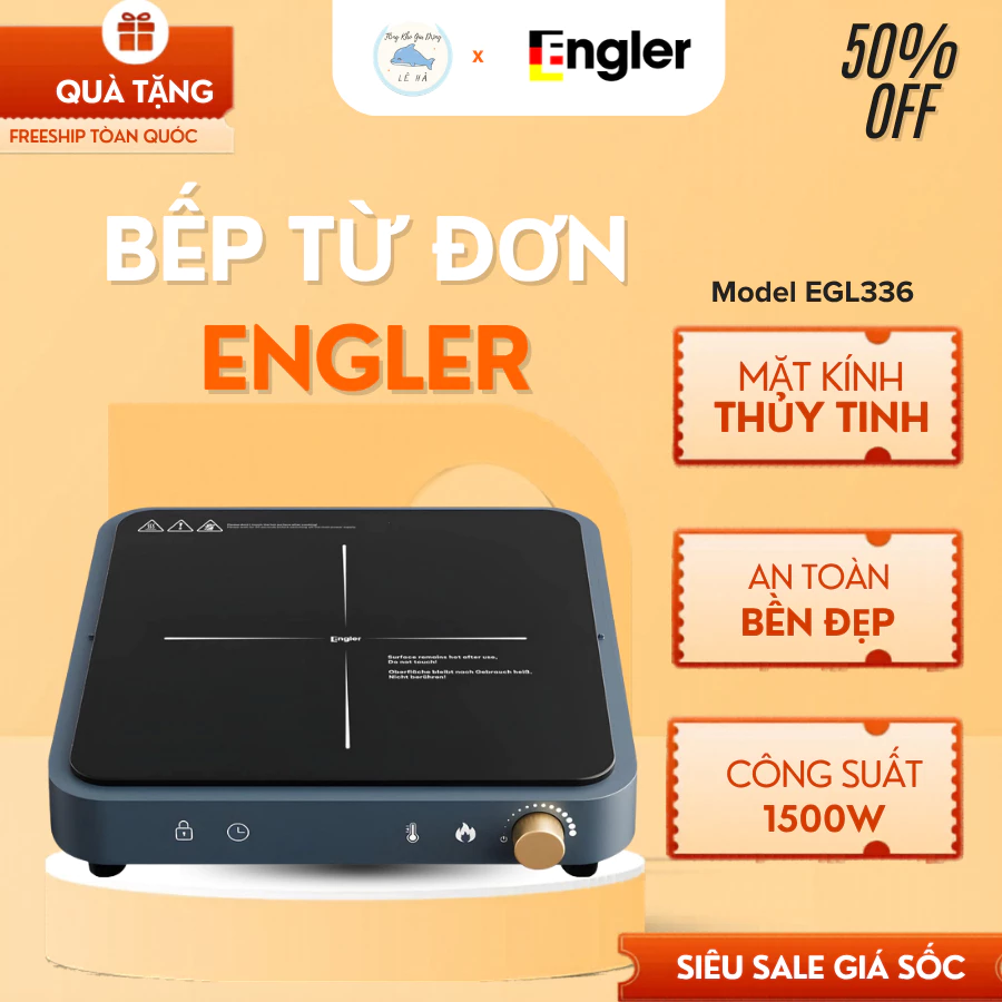 Bếp Từ Đơn Engler EGL336 Công suất 1500W, Bếp Từ Thông Minh Mặt Kính Pha Lê Dẫn Nhiệt Nhanh - Tổng Kho Gia Dụng Lê Hà