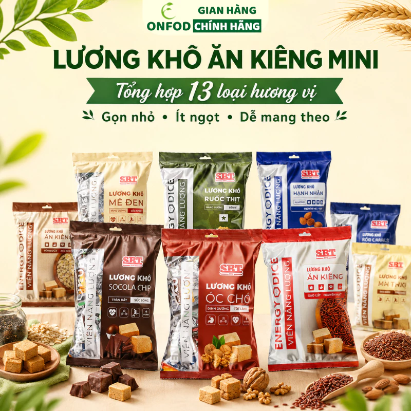 Lương khô ăn kiêng mini SBT ONFOD gói 500g mix vị dinh dưỡng giảm cân ăn chay healthy eat clean