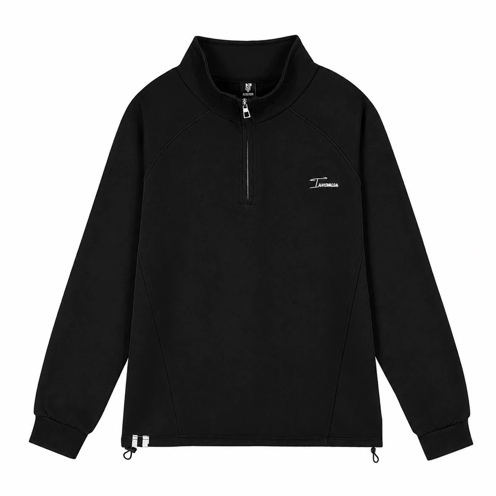 Áo Khoác Nam Cổ Trụ Khóa Kéo Half Zip Basic Cao Cấp Form Rộng – Chất Thun Co Giãn Mềm Mịn, Dây Rút Gấu Áo