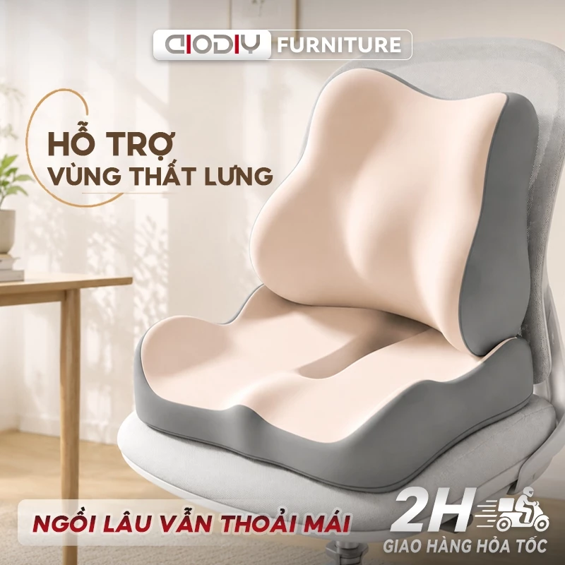 Bộ Đệm Tựa Lưng + Đệm Ngồi Công Thái Học AIODIY, Ôm Sát Cơ Thể, Hỗ Trợ Thắt Lưng, Giảm Áp Lực Khi Ngồi Lâu