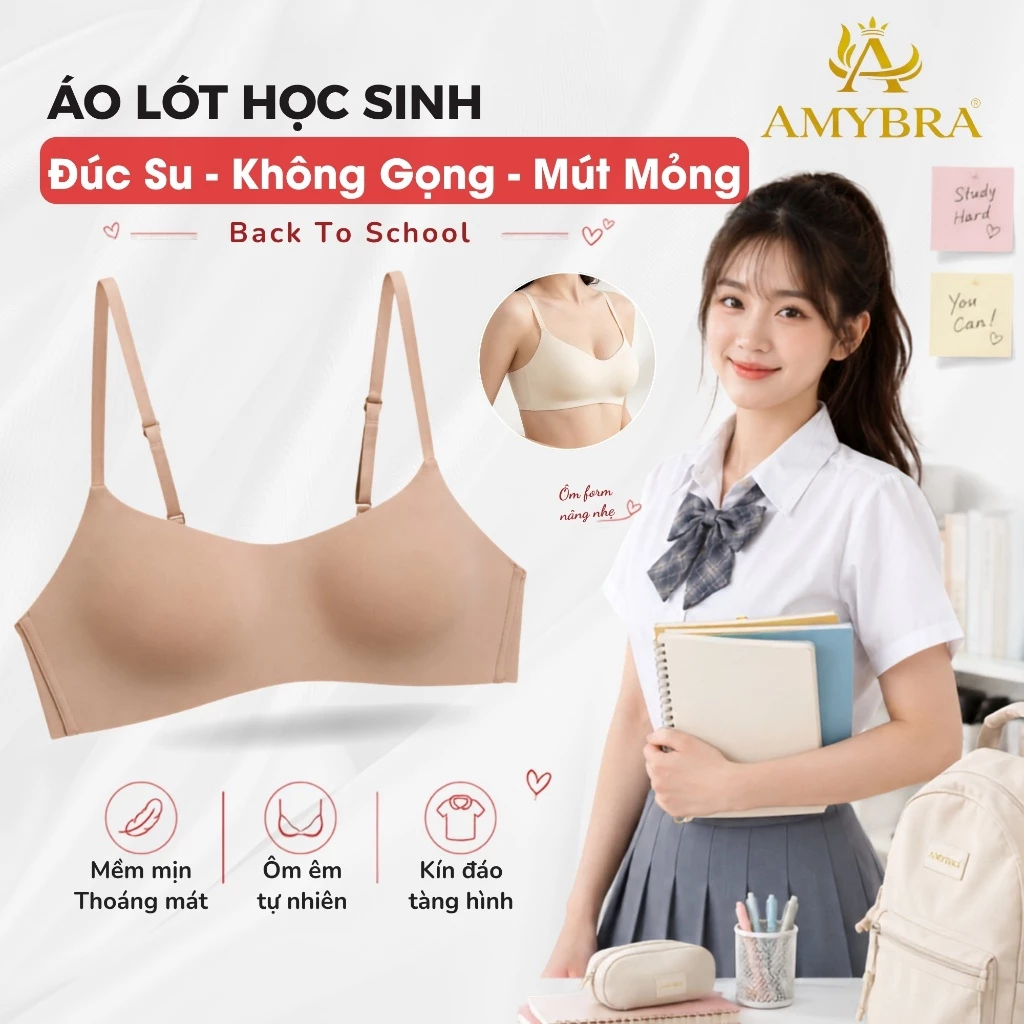 Áo Ngực Nữ AMYBRA Mút Mỏng Không Gọng, Áo Lót Đúc Su Mềm Mịn Nhẹ Nhàng A141