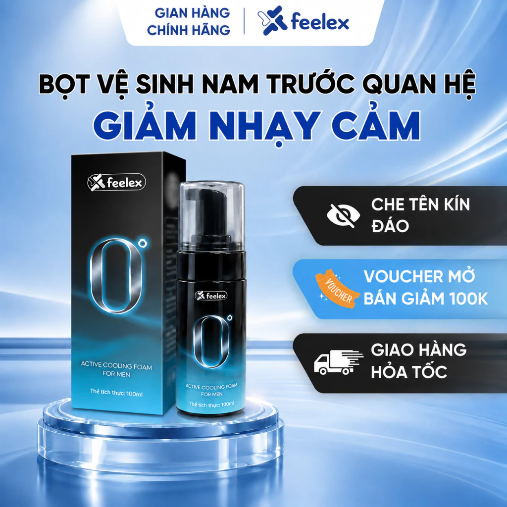 Bọt Vệ Sinh Trước Quan Hệ Feelex 0 Độ 100ml - Mát lạnh tức thì, Giảm Nhạy Cảm, Giúp Nam Giới Duy Trì Phong Độ Và Tự Tin