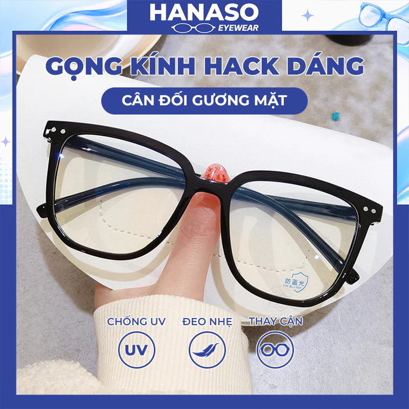 Mắt kính nữ nam không độ,kính mắt chống ánh sáng xanh và tia UV gọng kính cận vuông thời trang phong cách Ulzzang 072