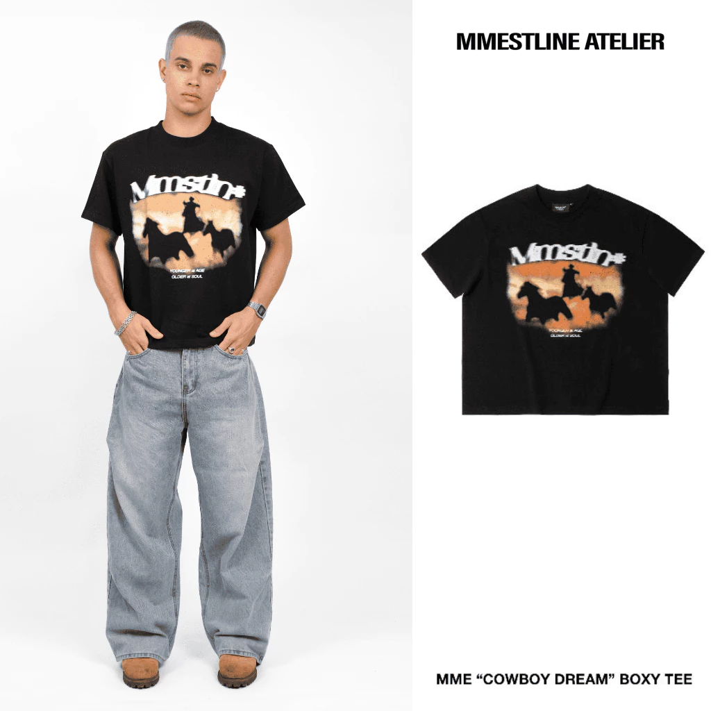 Áo thun MMESTLINE "COWBOY DREAM" form Boxy chất liệu Premium Cotton in lụa Trame