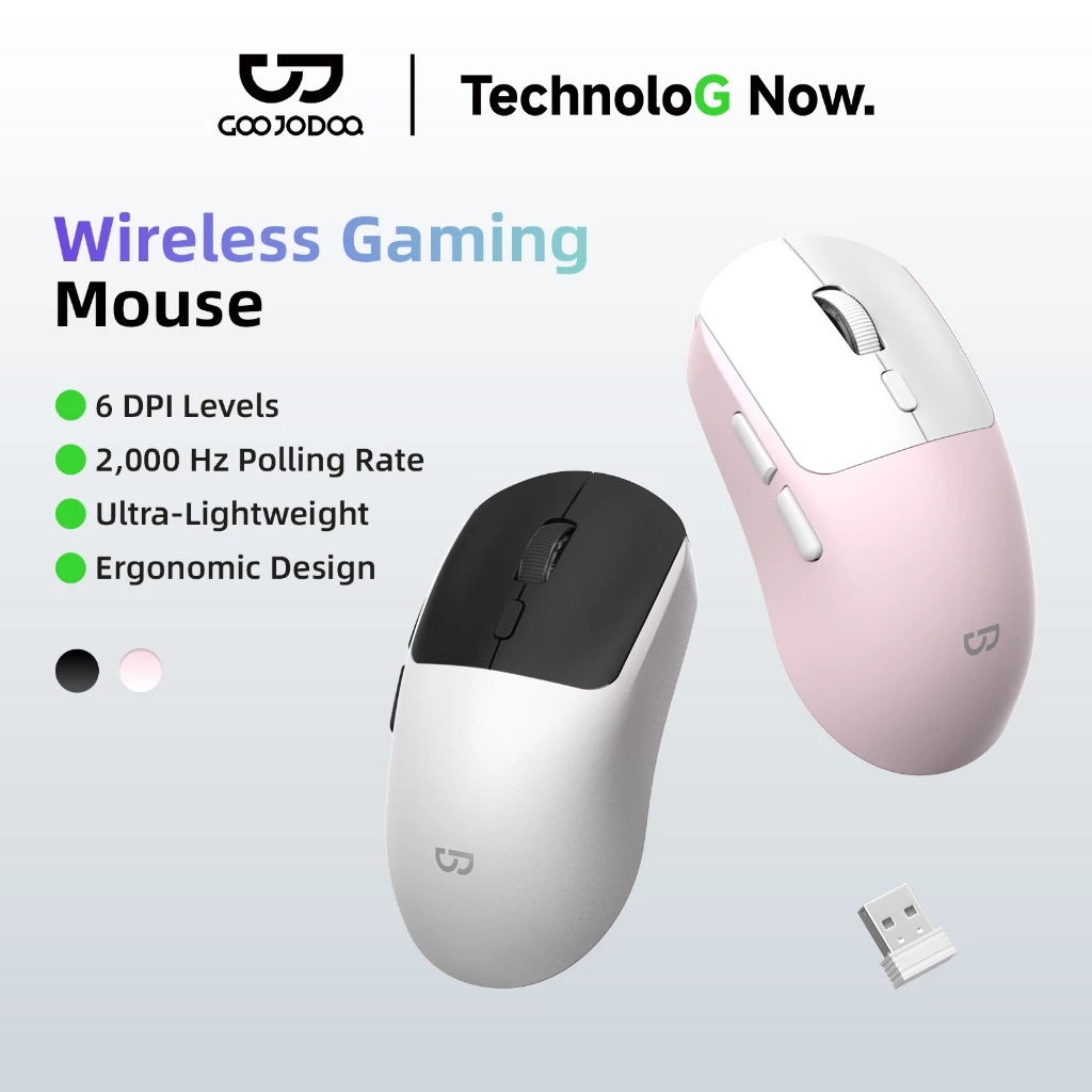 Chuột Không Dây 3 Chế Độ GOOJODOQ 2.4G/BT/Có Dây, 6 DPI Lên 6400, 2000Hz, Nhẹ 62g, Pin 58 Giờ