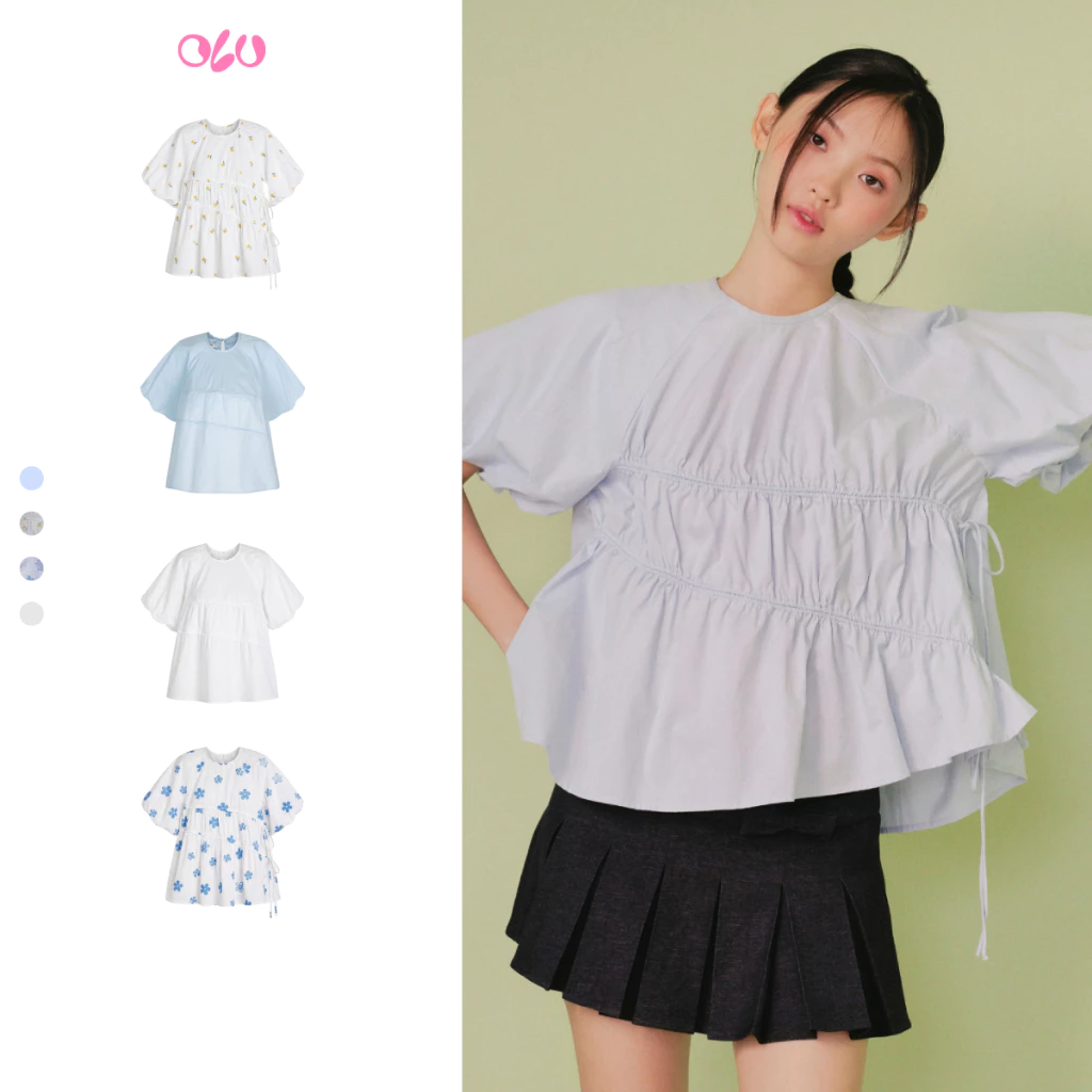 Áo OLV kiểu nữ suông tay bồng Babydoll Puff Sleeve Shirt nhiều màu dễ thương trẻ trung