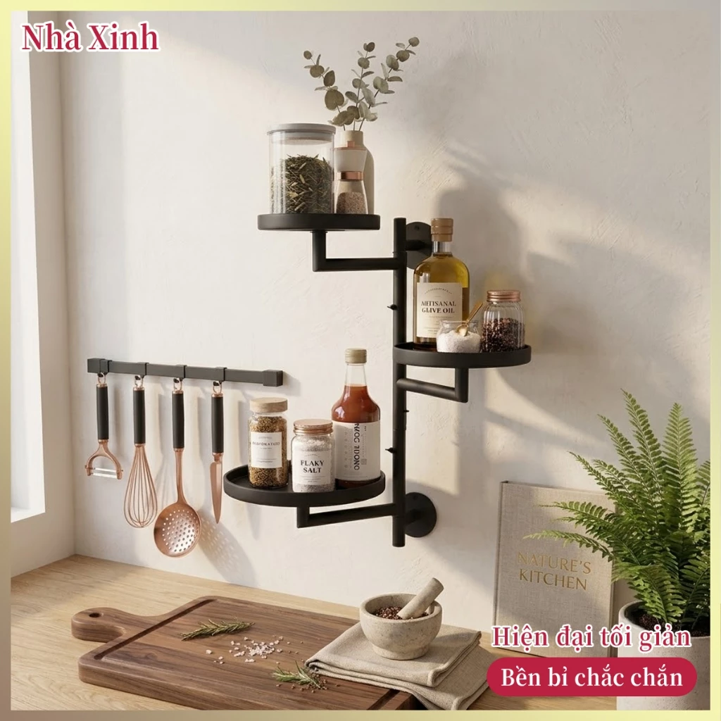 Kệ Đựng Chai Lọ Gia Vị Treo Tường Có Khay Xoay Dễ Lấy Cho Nhà Bếp Hiện Đại Tiết Kiệm Không Gian Bền Chắc Cao Cấp