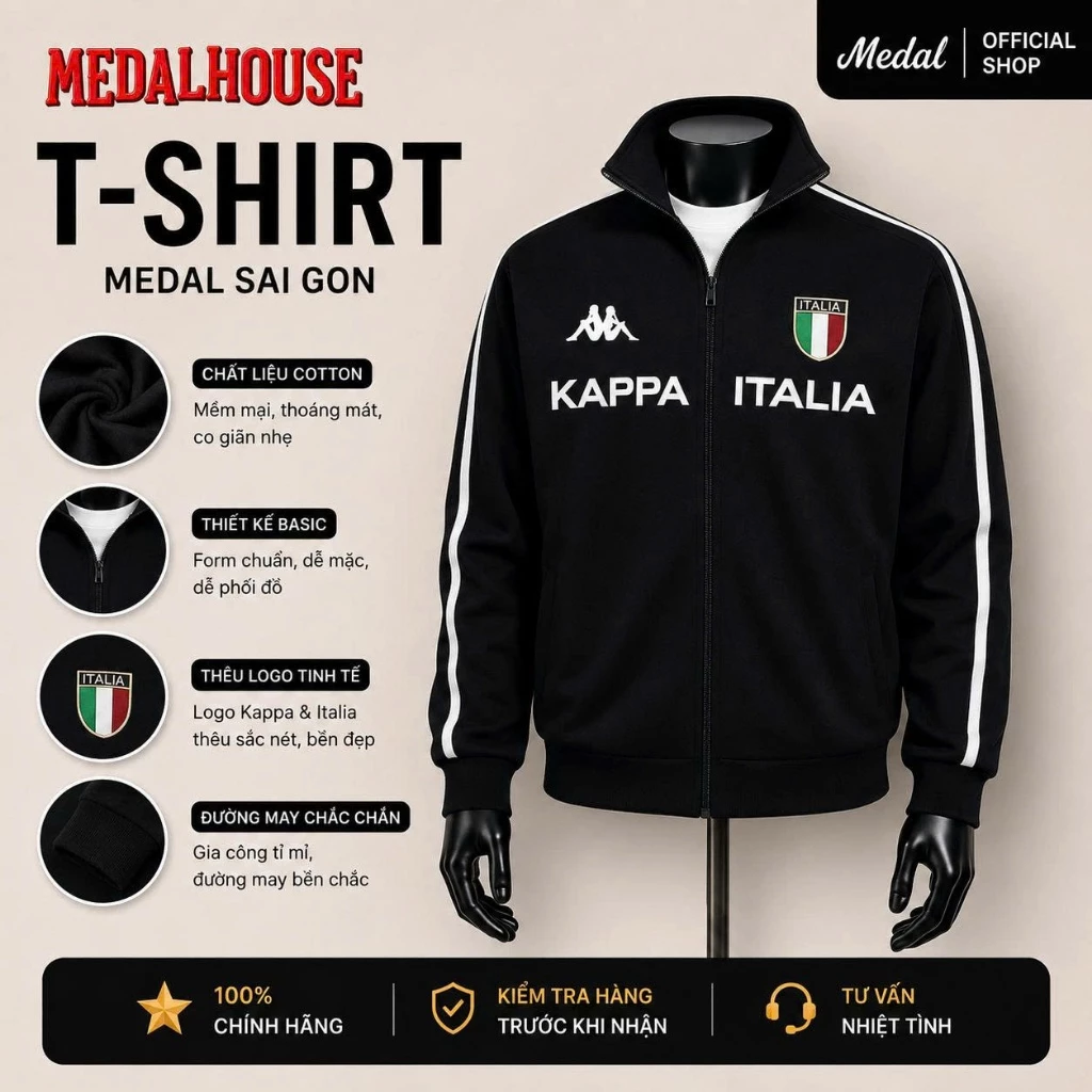 [Loại 1] Áo Khoác Nỉ Kappa Italia Họa Tiết Sọc, Hoodie Thời Trang Unisex Nam Nữ, Chất Nỉ Dày Dặn