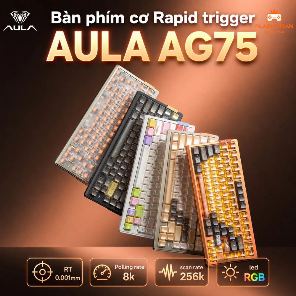 Bàn phím cơ Gaming AULA AG75 Pro- Hỗ trợ rapid trigger - Khung nhôm CNC - RT 0,001 - Polling rate 8k - Chơi game FPS
