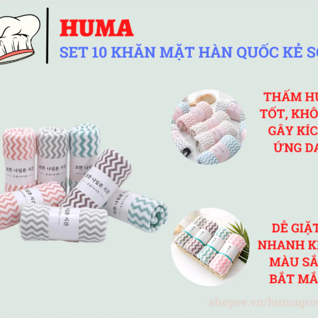 Combo 10 Khăn Mặt Lông Cừu Kẻ Sọc Xuất Hàn Size 30cmx50cm đẹp chất lượng việt nhật