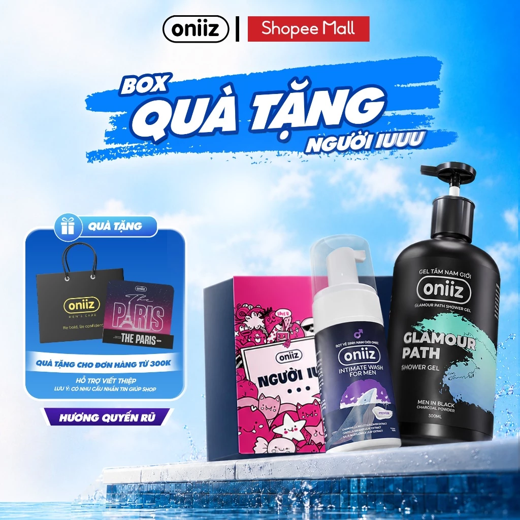 Quà Tặng Người IUU - Hương Quyến Rũ Oniiz | Sữa tắm hương nước hoa Men In Black 500ml, Bọt vệ sinh nam giới Perfume