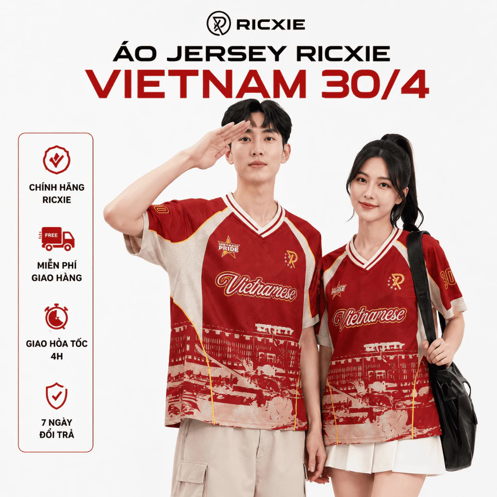 Áo Jersey Ricxie Việt Nam Chất Liệu Vải Thun Lưới Co Giãn Tốt Thoáng Khí