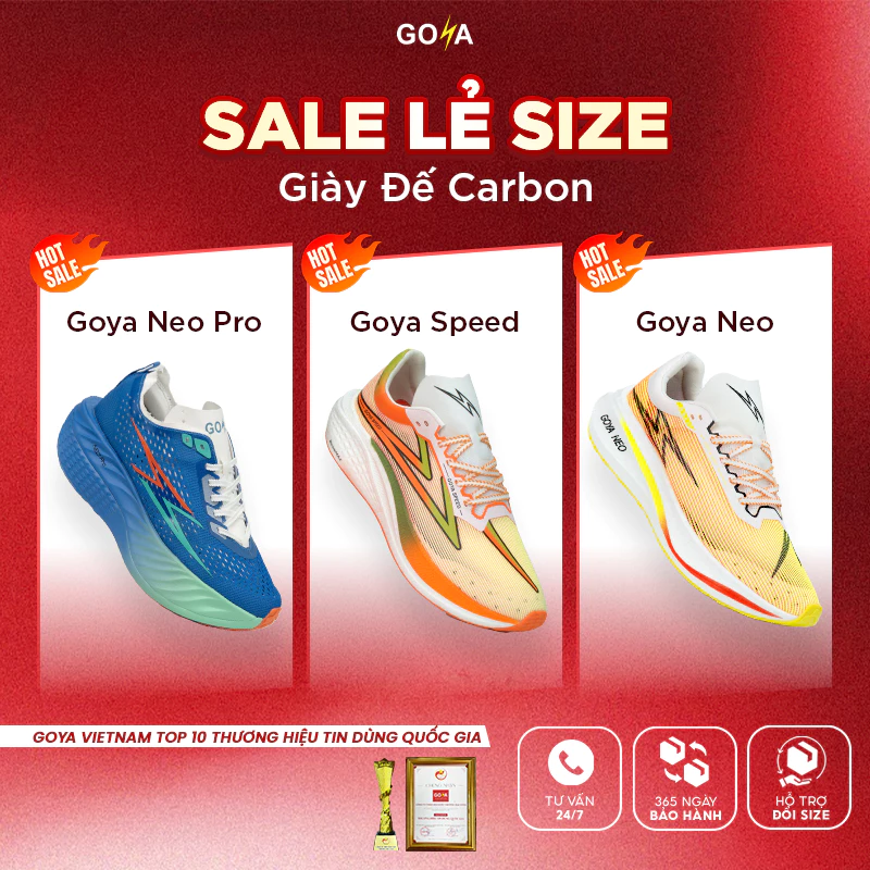 [DEAL SỐC] [GIÀY CHẠY ĐẾ CARBON] Giày Thể Thao Chạy Bộ Bức Phá Nam Nữ GOYA NEO PRO, GOYA SPEED, GOYA NEO Năm 2026