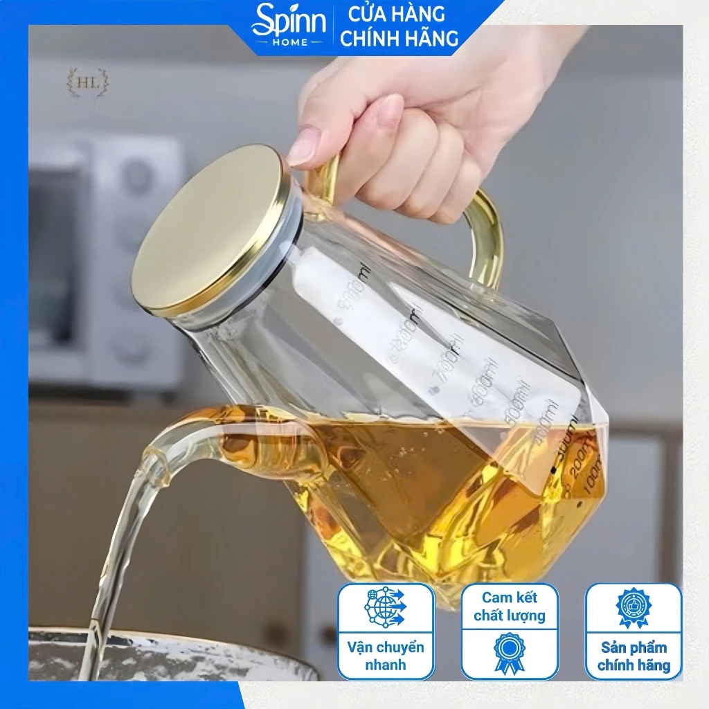 Bình Đựng Dầu Ăn Thủy Tinh Có Tay Cầm Chống Nhỏ Giọt, Bình Đựng Dầu Olive Có Vạch Chia Dung Tích