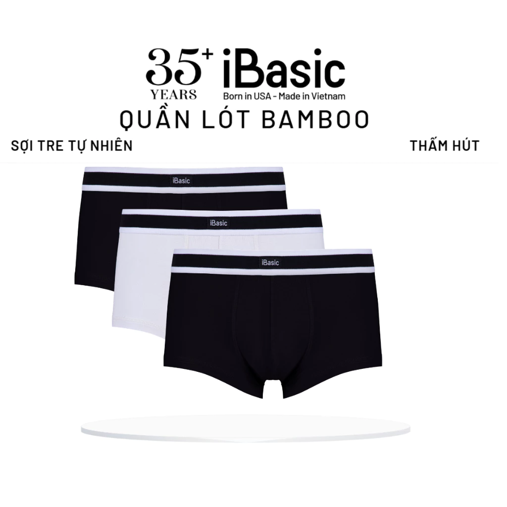 Combo 3 Quần lót nam iBasic trunk bamboo kháng khuẩn thoáng khi thấp hút vượt trội PANM129