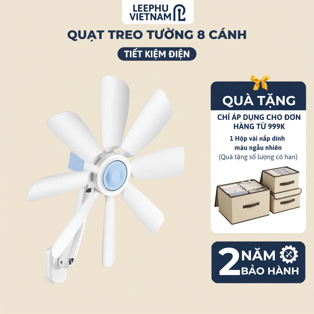 Quạt Treo Tường 8 Cánh Đường Kính 55cm Xoay 360° Công Suất 15W Nhà Vệ Sinh…