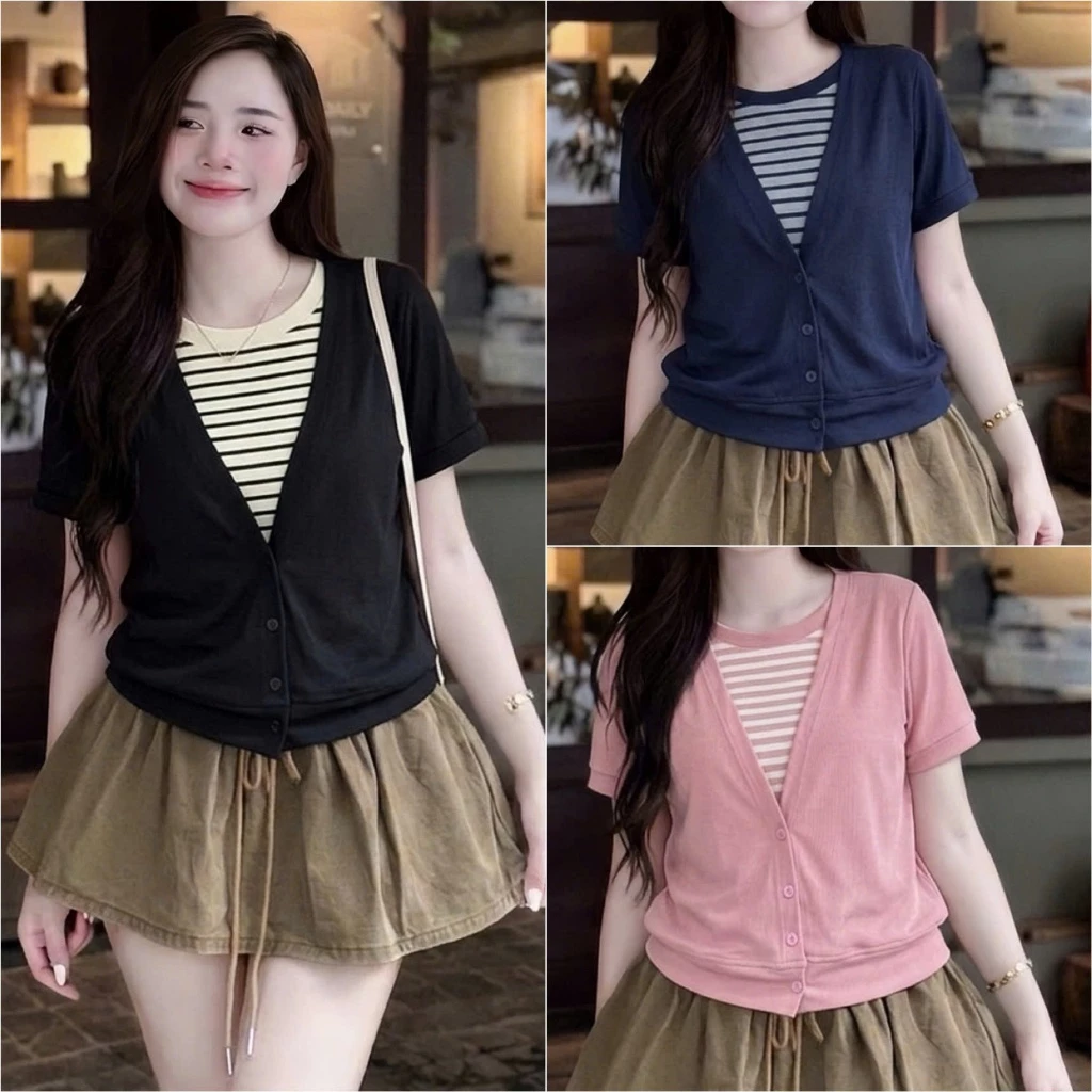 HT18. Áo thun phối kẻ chất thun mềm mát size 40-70kg