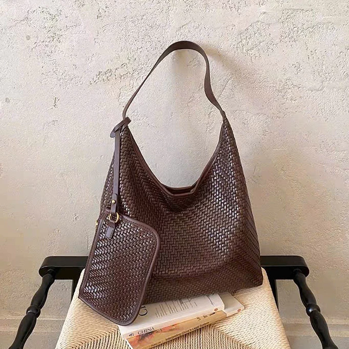 Túi đeo vai, túi da đan big size đeo vai tặng ví mẫu mới hot trend đựng được nhiều đồ 8844#
