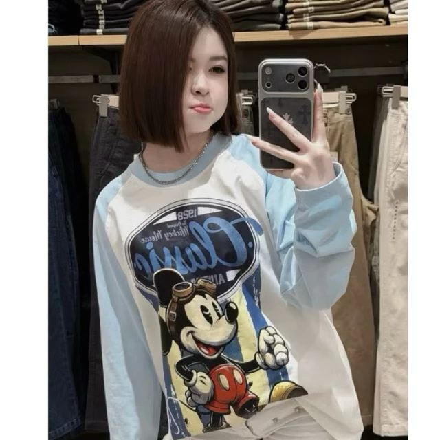 Áo Thun Tay Dài Mickey Phối Màu, Hình In Dày Dặn Vải Đẹp Sắc Neat Form Boxy Unisex Nam Nữ