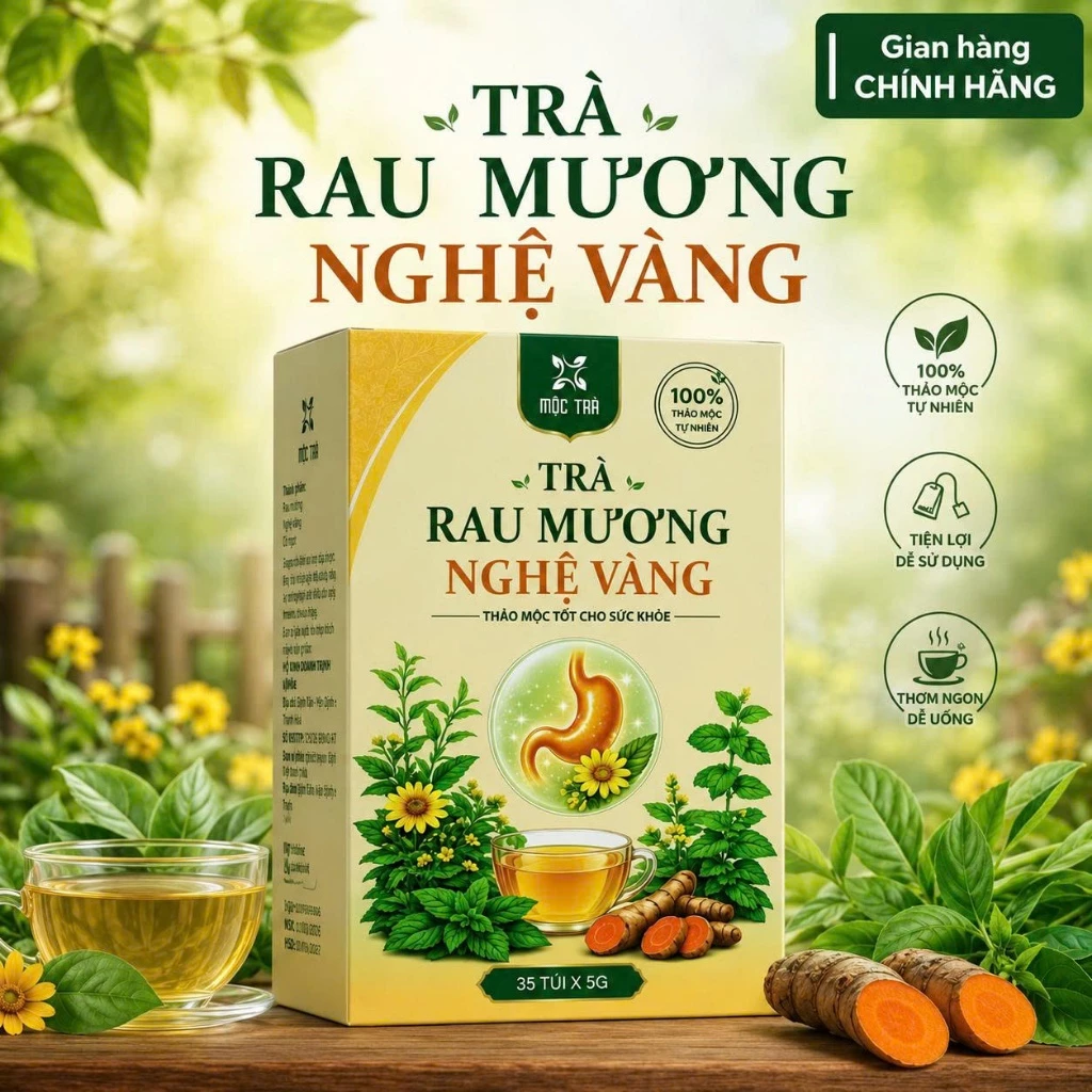 Trà Thảo Mộc Rau Mương Nghệ Vàng Chính Hãng – 35 Túi Lọc, Tiện Lợi