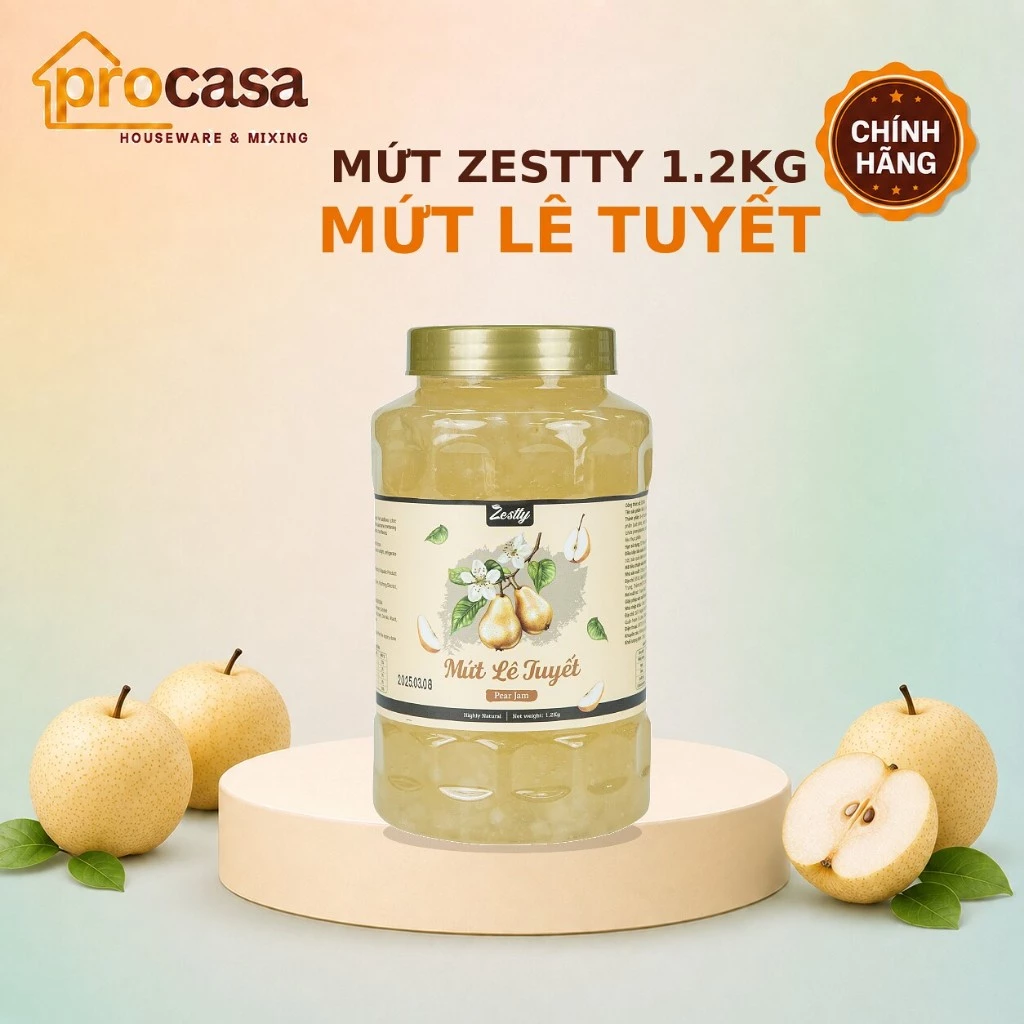1.2kg Zestty - Mứt Lê Tuyết – Pear Jam – Nguyên Liệu Pha Chế Trà, Nước Ép, Sinh Tố, Cocktail